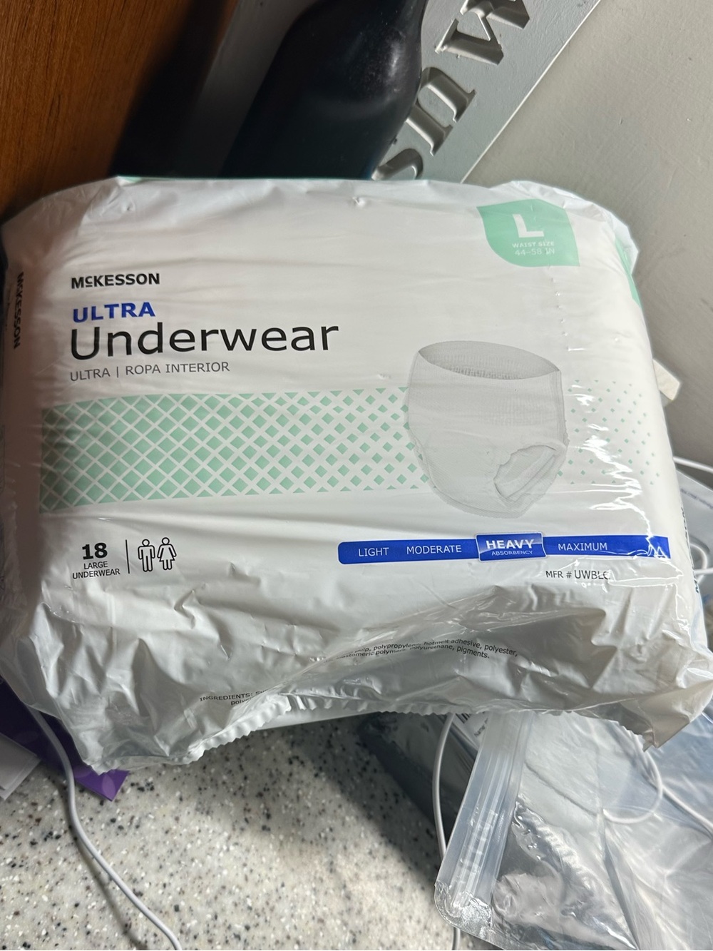 McKesson Ultra Heavy Absorbency unisex White Underwear – Large, Pack of 18 NEW